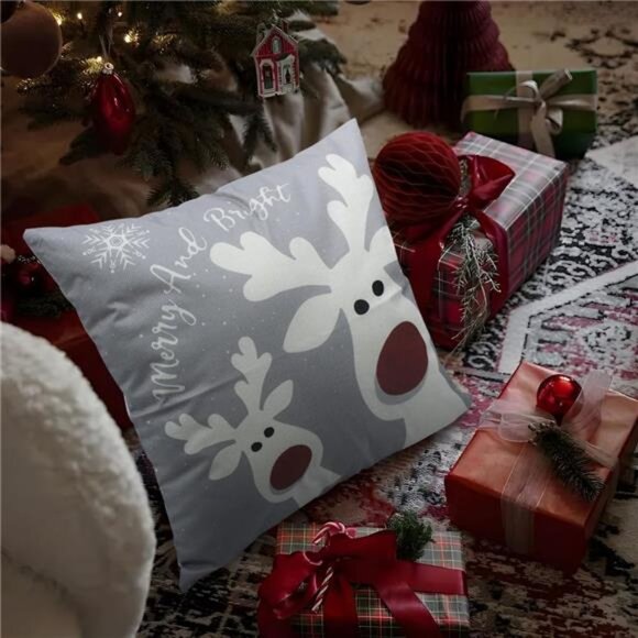 Christmas Pillow Covers 20x20 Set of 4Christmas Decorations Snowman Cushion Case - Picture 4 of 7